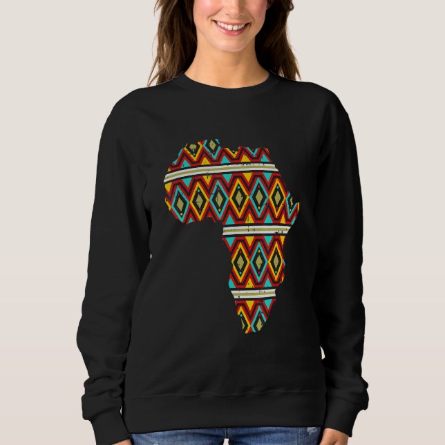 Africa Map Ethnic Dashiki Kente Cool African Ameri Sweatshirt (Front)