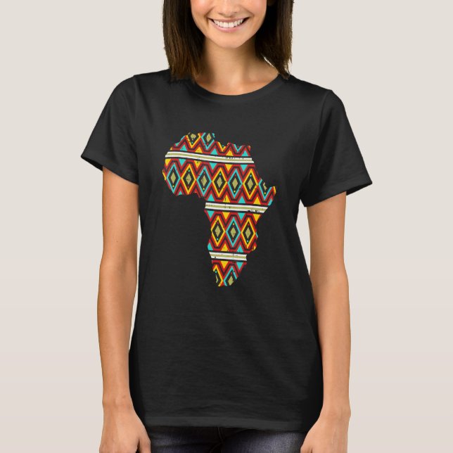 Africa Map Ethnic Dashiki Kente Cool African Ameri T-Shirt (Front)