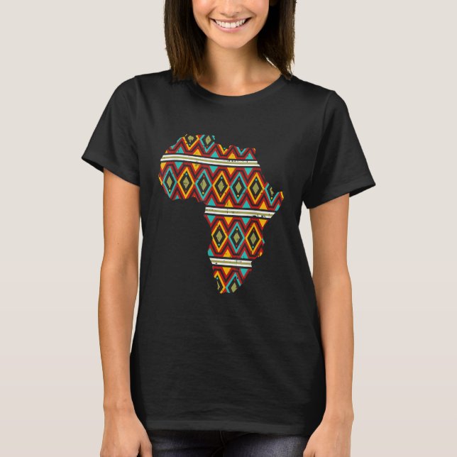 Africa Map Ethnic Dashiki Kente Cool African Ameri T-Shirt (Front)