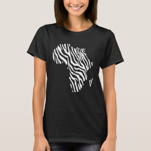 Africa Map Filled With Zebra White Stripes Print P T-Shirt