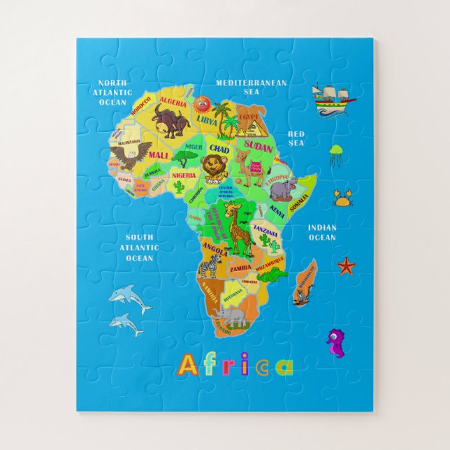 Africa Map for kids Jigsaw Puzzle (Vertical)