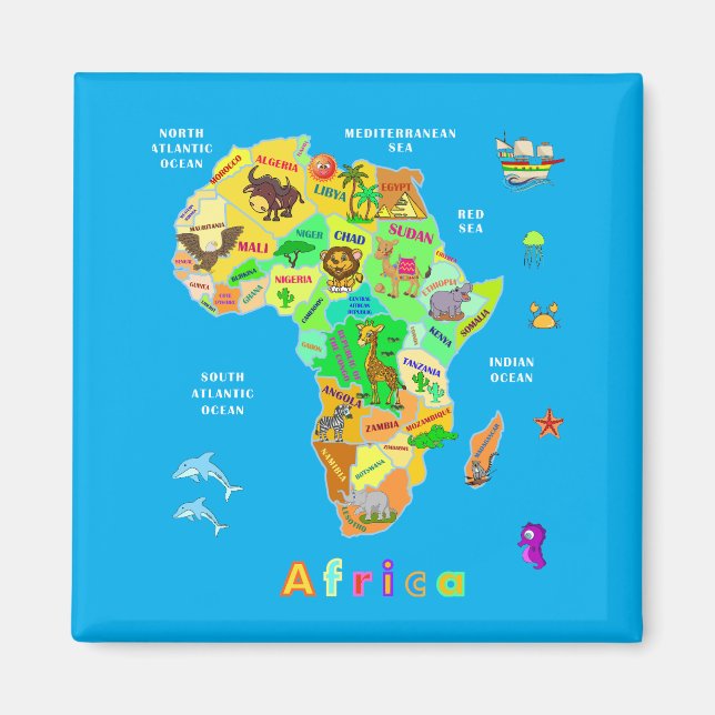 Africa Map for kids Magnet (Front)