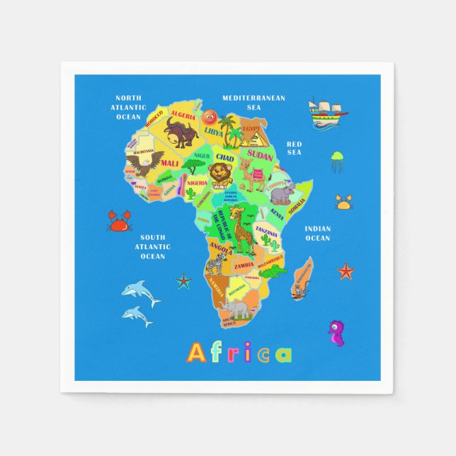 Africa Map for kids Napkin (Front)