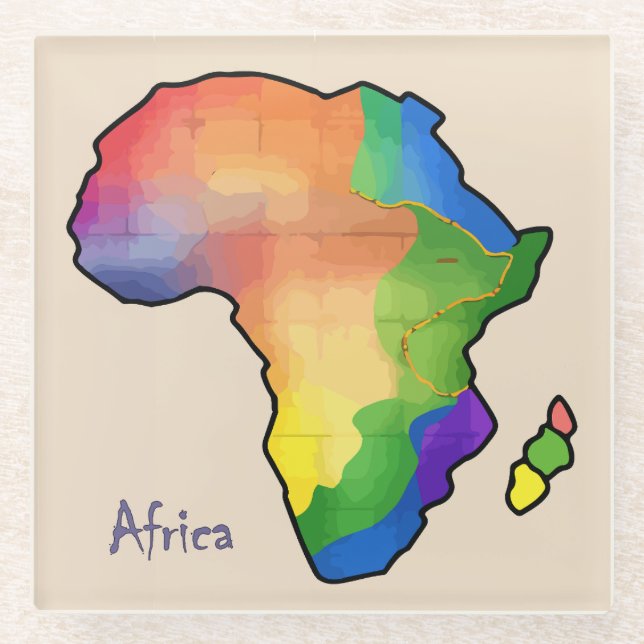 Africa Map Glass Coaster (Front)
