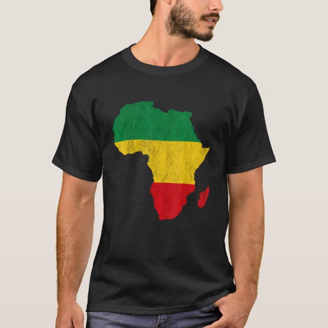Africa Map Green Yellow Red Africa pride Reggae Ra T-Shirt (Front)