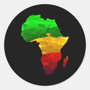 Africa Map Green Yellow Red Proud African Pride Ju Classic Round Sticker