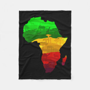 Africa Map Green Yellow Red Proud African Pride Ju Fleece Blanket