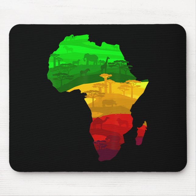 Africa Map Green Yellow Red Proud African Pride Ju Mouse Mat (Front)