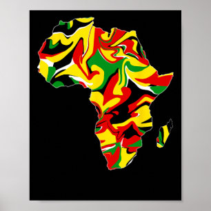 Africa Map Green Yellow Red Proud African Pride Ke Poster