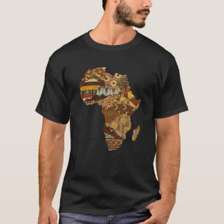 Africa Map Kente Cloth Black History Month Afro Af T-Shirt