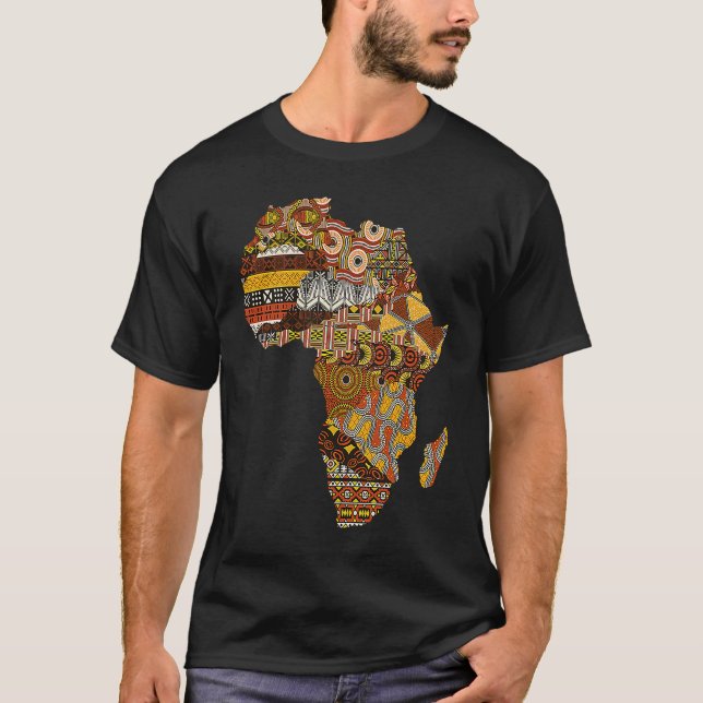 Africa Map Kente Cloth Black History Month Afro Af T-Shirt (Front)