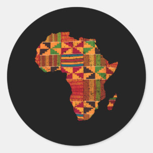 Africa Map Kente For African Classic Round Sticker