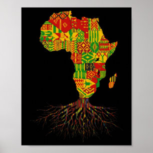 Africa Map Kente Juneteenth African American Black Poster