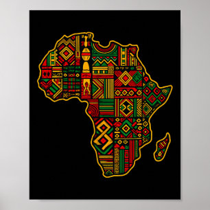 Africa Map Kente Juneteenth African American Black Poster