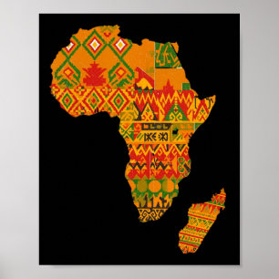 Africa Map Kente Juneteenth African American Black Poster