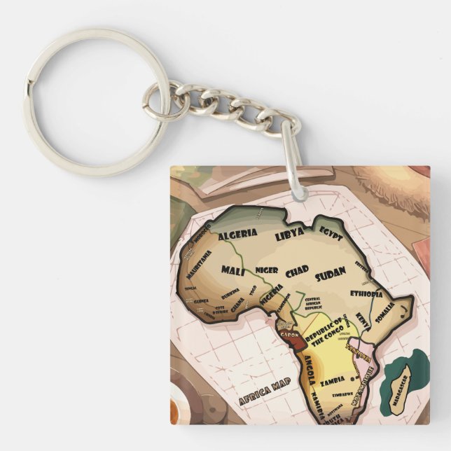 Africa Map Key Ring (Front)