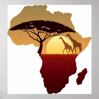 Africa Map Landscape Poster