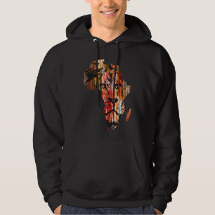 Africa Map Lion Head Face African Safari Wildlife Hoodie