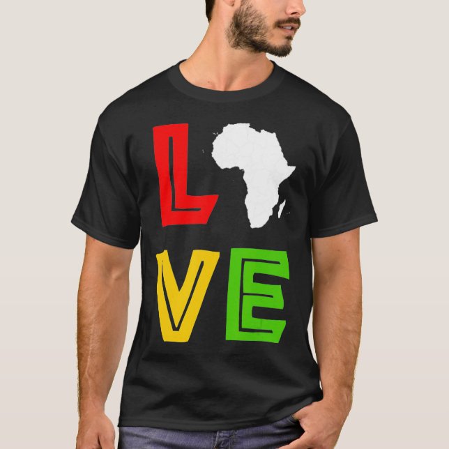 Africa Map Love Black History Month African Americ T-Shirt (Front)