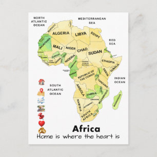 Africa Map Personalize Custom Postcard