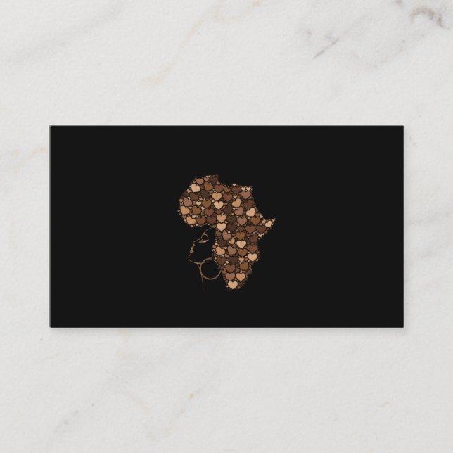 Africa Map Pride Heart For Women Girls Black Histo Business Card (Front)