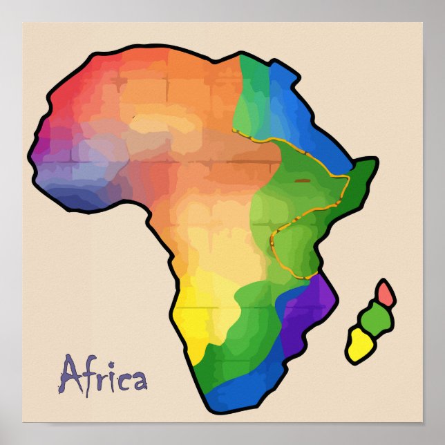 Africa Map Print, Value Poster Paper (Matte) (Front)