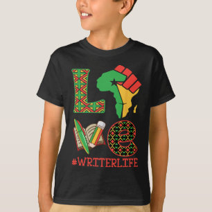 Africa Map Raised Fist Love Writer Life Education T-Shirt
