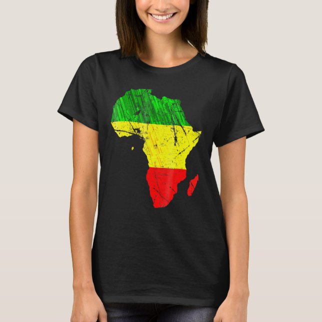 Africa Map Reggae Rasta Green Yellow Red Africa Pr T-Shirt (Front)