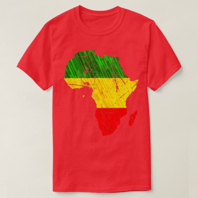 Africa Map Reggae Rasta print Green Yellow Red Afr T-Shirt (Design Front)