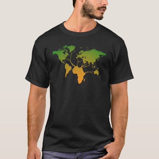 Africa Map Root Gradient Pattern World Map Tree T-Shirt (Front)
