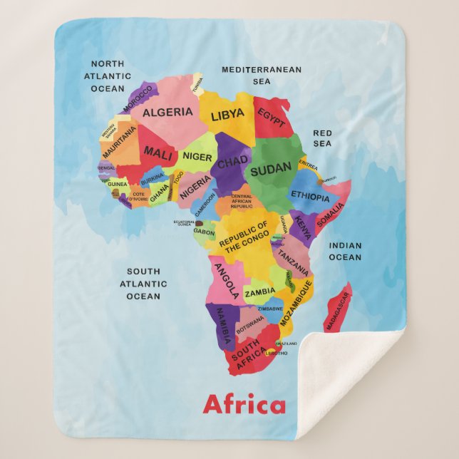 Africa Map Sherpa Blanket (Front)
