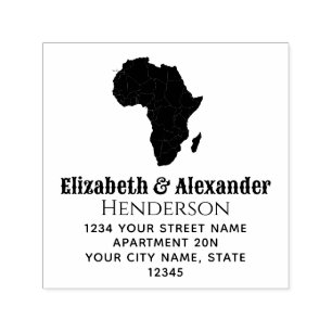 Africa Map Silhouette Couple Name Return Address Self-inking Stamp