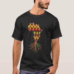 Africa Map - Traditional Kente Cloth - African Roo T-Shirt