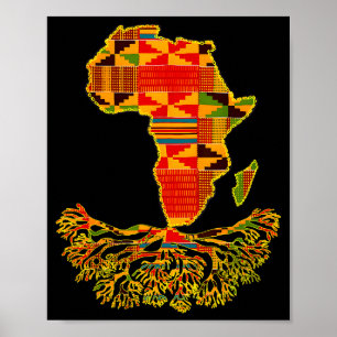 Africa Map Traditional Kente Cloth African Roots C Poster