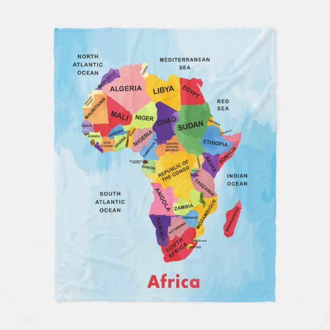 Africa Map watercolor Artwork Fleece Blanket (Front)