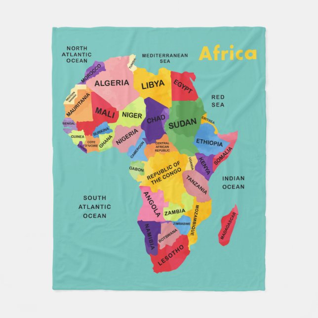 Africa Map watercolor Artwork Fleece Blanket (Front)