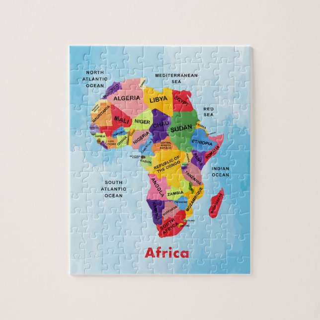 Africa Map watercolor artwork jigsaw puzzle (Vertical)