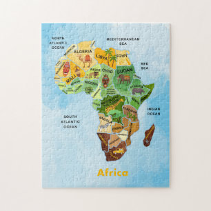 Africa Map watercolor artwork jigsaw puzzle