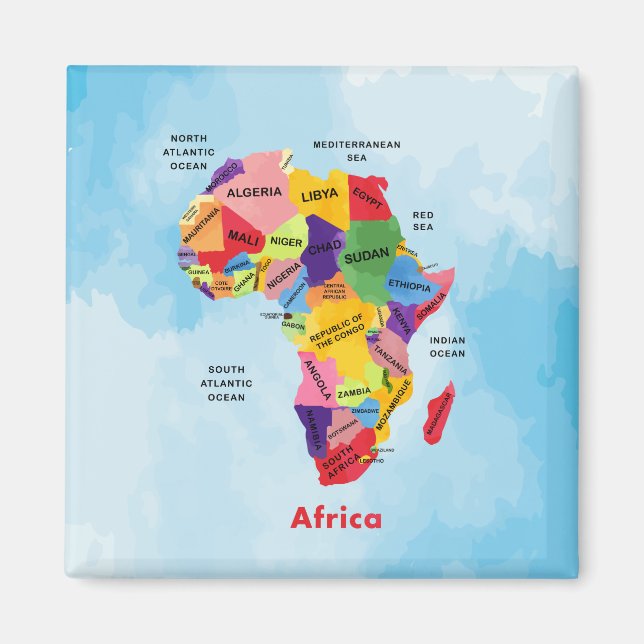 Africa Map watercolor artwork Magnet (Front)