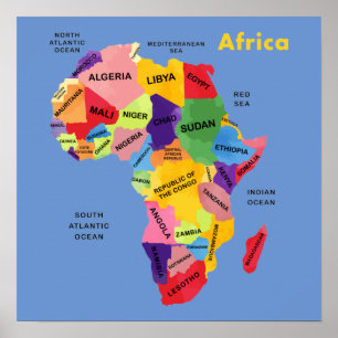 Africa Map watercolor Artwork Poster