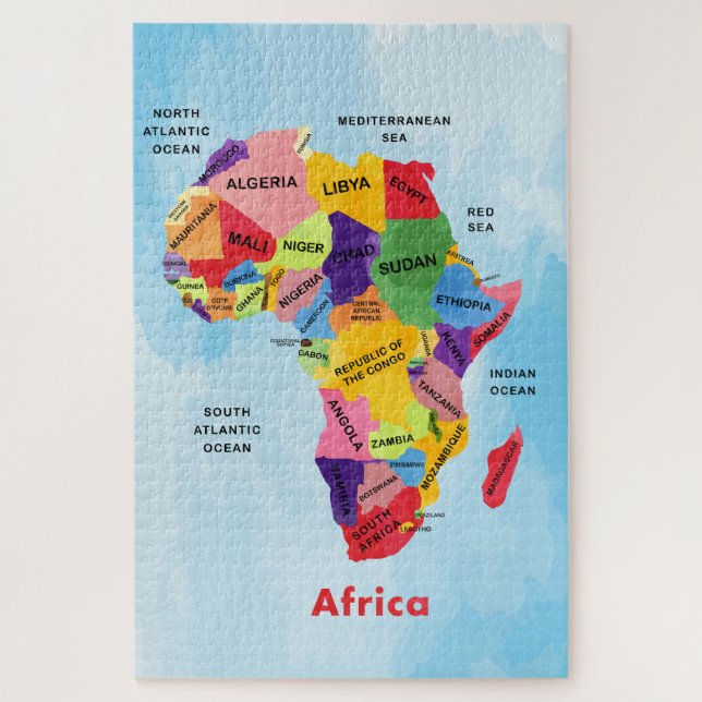 Africa Map watercolor jigsaw puzzle (Vertical)