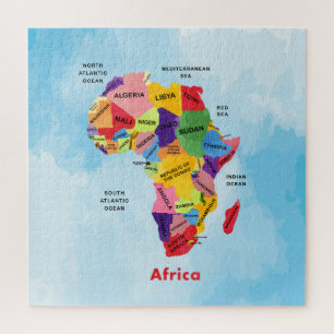 Africa Map watter colour Jigsaw Puzzle
