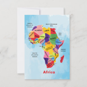 Africa Map watter colour Thank You Card