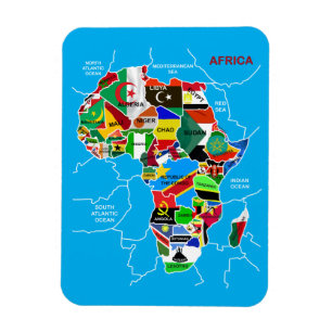 Africa map with flags magnet
