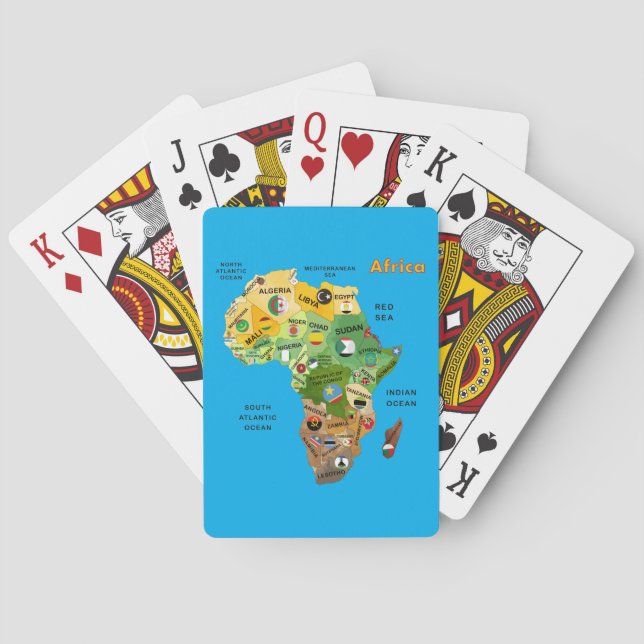 Africa map with flags playing cards (Back)