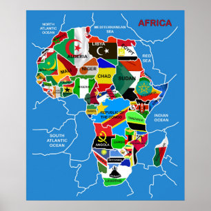 Africa Map with flags Poster