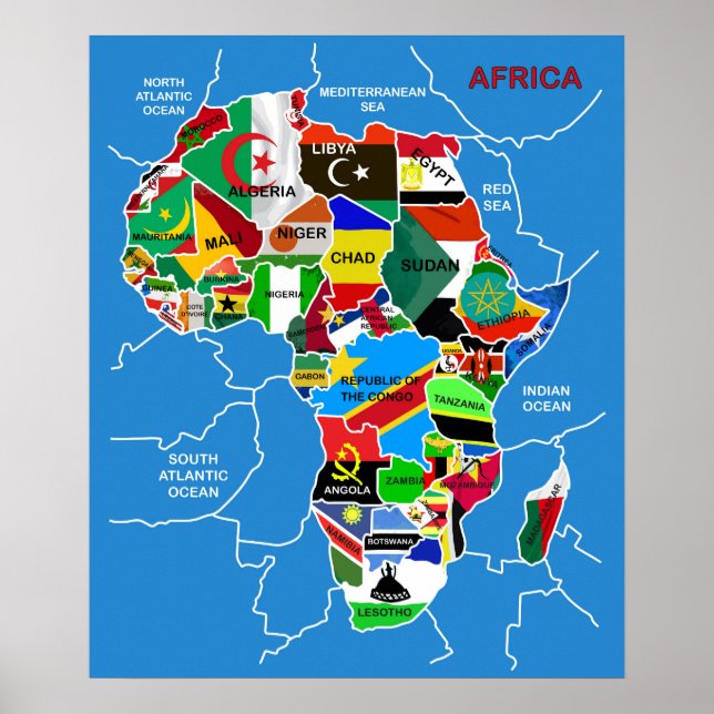 Africa Map with flags Poster (Front)