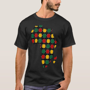 Africa Map with Green Yellow and Red Colours T-Shirt