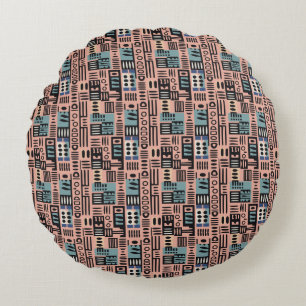 Africa Mudcloth pattern abstract modern art 2 Round Cushion