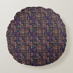 Africa Mudcloth pattern abstract modern art 3 Round Cushion